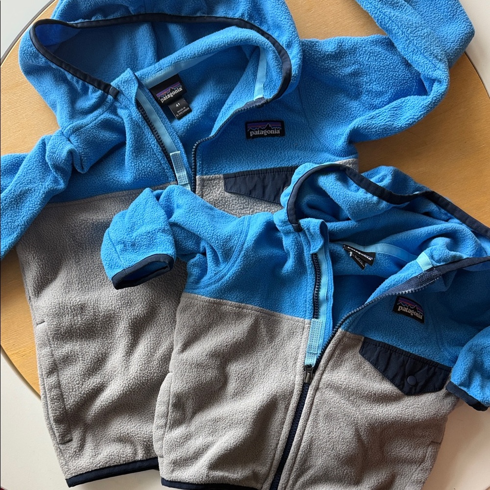 Patagonia Two-Tone Blue and Gray Fleece zip  Hoodies jacket  with pockets
